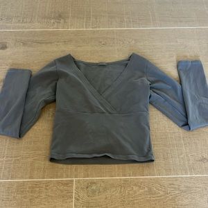 brandy grey cross over long sleeve top